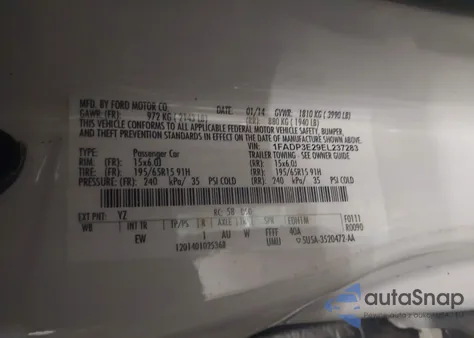 2014 Ford Focus S from USA, damaged, VIN 1FADP3E29EL237283